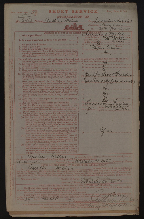 Austin Melia service record
