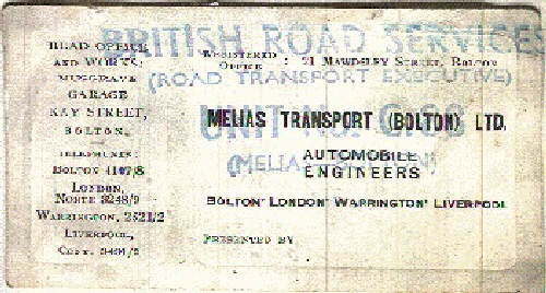 Melia's Transport (Bolton) Ltd circa 1949