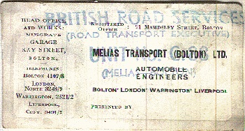 Melia's Transport (Bolton) Ltd circa 1949