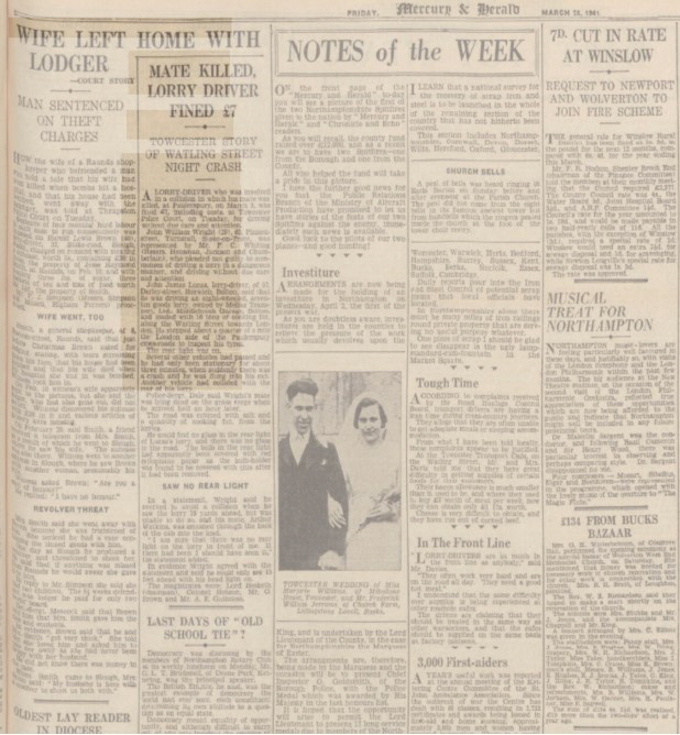 Northampton Mercury & Herald March 28th 1941
